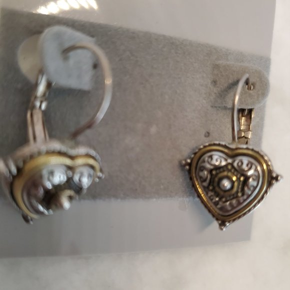 Brighton Heart Two Tone Silver and Gold Leaver Back Earings Rare - Picture 6 of 6